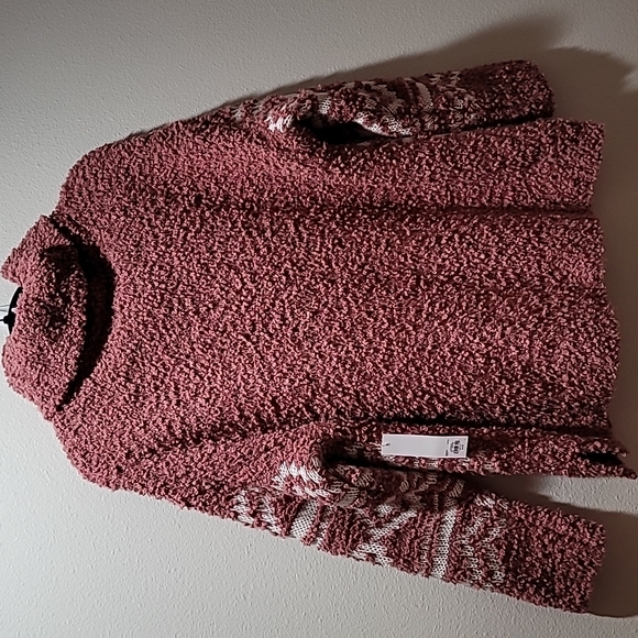 SONOMA XXL Mauve Cowlneck Long Sleeve Fair Isle Sherpa Comfy Cozy Sweater Top - Picture 2 of 13